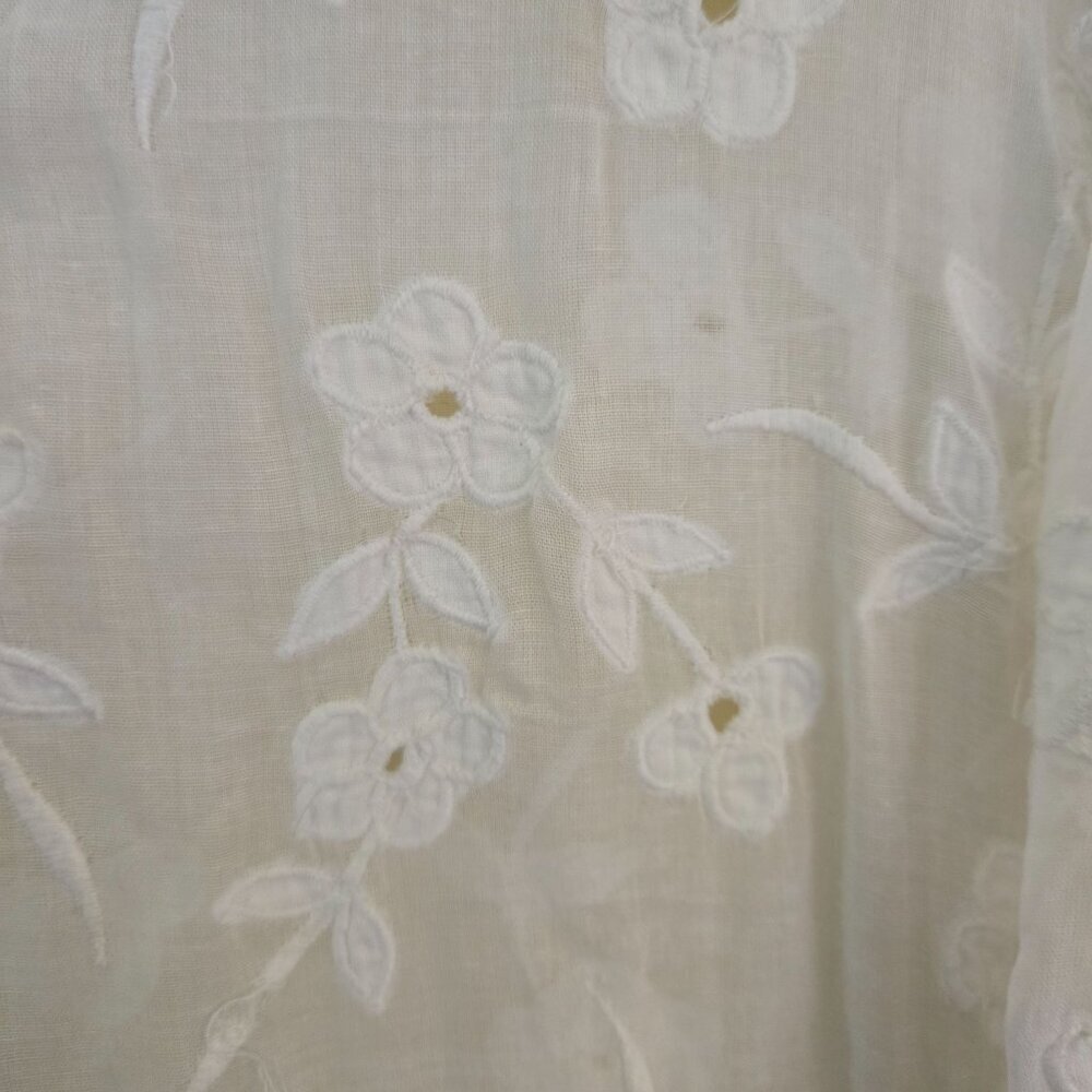 Kiko Confidant Clothing Sustainable Cotton Sheer White Blouse Coverup One Size - Picture 3 of 5